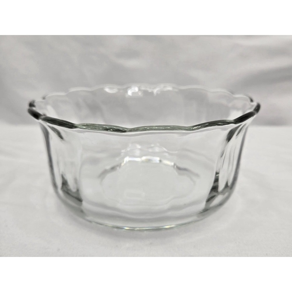 Clear Glass Round Bowl Scalloped Rim Edge Decorative Reception SET OF 4!